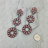 ER251227-01-BLUE                    Silver metal with blue turquoise stone flower concho Earrings