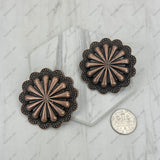 ER251227-05-COPPER                  Copper metal flower concho Earrings
