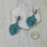 ER251230-01-BLUE                    Silver metal with blue turquoise stone paw print Earrings