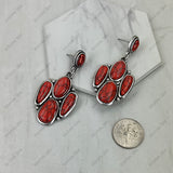 ER251230-01-WHITE                               Silver metal with white turquoise stone paw print Earrings