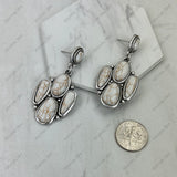 ER251230-01-WHITE                               Silver metal with white turquoise stone paw print Earrings