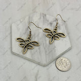 ER260420-01-GOLD          Golden metal dragonfly Earrings
