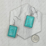 ER240125-06-BLUE                           silver with blue rectangle turquoise stone Earrings.