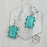 ER240125-06-BLUE                           silver with blue rectangle turquoise stone Earrings.