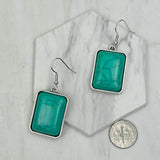 ER240125-06-BLUE                           silver with blue rectangle turquoise stone Earrings.