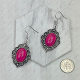 ER240125-03-BLUE                        silver with blue  turquoise oval stone Earrings.