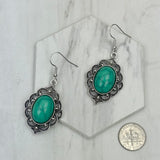 ER240125-03-BLUE                        silver with blue  turquoise oval stone Earrings.