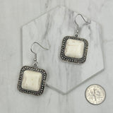 ER240125-05-BLUE                     Silver with blue turquoise square stone Earrings.