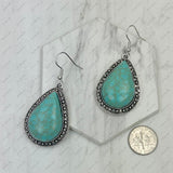 ER240125-02-BLUE                      silver with blue teardrop turquoise stone Earrings.