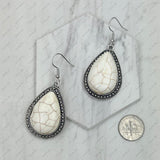 ER240125-02-BLUE                      silver with blue teardrop turquoise stone Earrings.