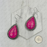 ER240125-02-BLUE                      silver with blue teardrop turquoise stone Earrings.