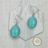 ER240125-01-BLUE                     silver with blue  turquoise oval stone Earrings.
