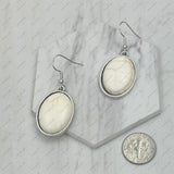 ER240125-01-BLUE                     silver with blue  turquoise oval stone Earrings.