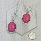 ER240125-01-BLUE                     silver with blue  turquoise oval stone Earrings.