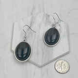 ER240125-01-BLUE                     silver with blue  turquoise oval stone Earrings.