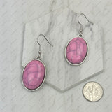 ER240125-01-BLUE                     silver with blue  turquoise oval stone Earrings.