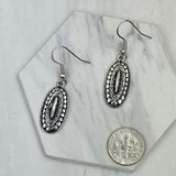 ERS030424-40                    silver metal oval concho earrings