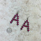 ERS230618-A-BLUE     Silver with blue turquoise stone letter A Earrings
