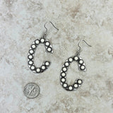 ERS230618-C-ORANGE      Silver with orange stone letter C Earrings