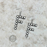ERS230618-F-BLUE      Silver with blue turquoise stone letter F Earrings