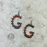 ERS230618-G-MUTI      Silver with muti color stone letter G Earrings