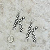 ERS230618-K-WHITE     Silver with White stone letter K Earrings