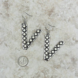 ERS230618-V-ORANGE      Silver with orange stone letter V Earrings