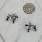 ERS230814-07    Clear and black Crystal sheep Earrings