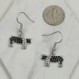 ERS230814-11         Clear and black Crystal piggy Earrings