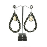 ERZ190825-13     Silver Navajo pearl with white stone teardrop Earring