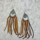 ERZ210125-05    Silver teardrop with coin cactus tassel Earrings