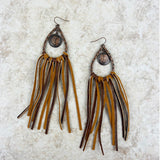 ERZ210125-09    Cooper teardrop with coin Indian head tassel Earrings