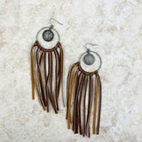 ERZ210125-15    Silver hoop with coin Indian head tassel Earrings
