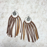 ERZ210125-17     Silver hoop with coin cactus tassel Earrings