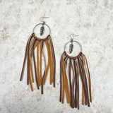 ERZ210125-18     Silver hoop with metal feather tassel Earrings
