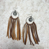 ERZ210125-20    Silver hoop with coin eagle tassel Earrings