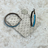 ERZ210405-04    Cooper with blue turquoise stones hoop Earrings