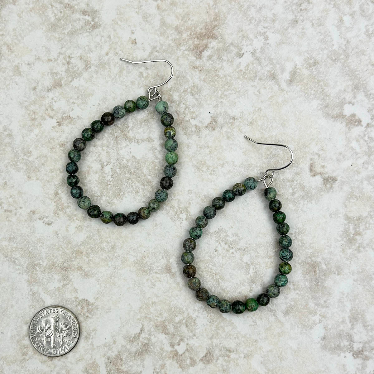 ERZ210805-07	Green jasper teardrop hoop Earrings