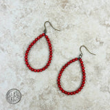 ERZ211105-09	Red coral teardrop hoop Earrings