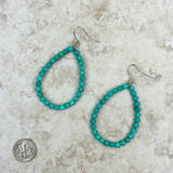 ERZ211125-03	Blue turquoise stone teardrop hoop Earrings