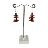 ERZ220905-07   Flat red nature stone Earring