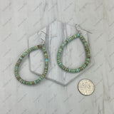 ERZ220905-14                  Green abacus turquoise stone teardrop Earrings