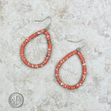ERZ220905-16	Orange roundel stone teardrop hoop Earrings