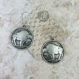ERZ221025-08      Antique silver Buffalo concho Earrings
