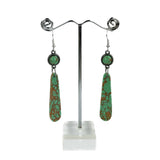 ERZ221125-11     2.5 Inches green stone teardrop Earring