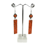 ERZ221125-15     Orange stone long bar dangle Earring