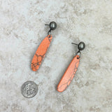 ERZ230405-03      Silver with orange stone teardrop Earrings