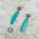 ERZ230405-05     Silver with blue turquoise stone teardrop Earrings