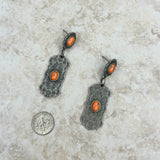 ERZ230405-09        Silver metal with orange stone Earrings