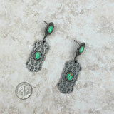 ERZ230405-10      Silver metal with green stone Earrings